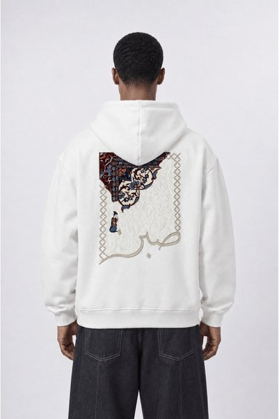Respire Men's Sabr Patch Detailed Oversize Hoodie Ecru