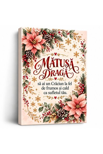 OEM Tablou pe pânză cu mesaj: "UNICĂ MĂRĂTEA MEA – ai o Crăciună așa frumoasă...