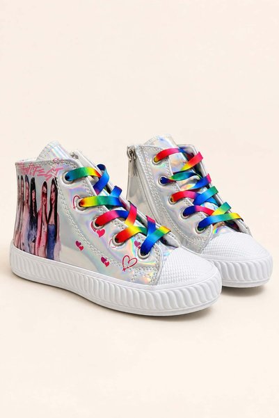 NeSe Shoes Manifest, Unicorn Baskılı Kız Çocuk Işıklı Sneaker.Spor Ayakkabı Gri