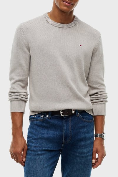 Tommy Jeans Logolu Pamuklu Slim Fit Bisiklet Yaka Örme Kazak Erkek KAZAK DM0D...