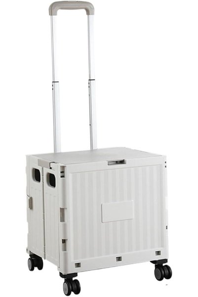 KC NATURAL Katlanabilir 4 Tekerlekli Alışveriş ve Depolama Çantası – Kapaklı Teleskopik Çekme Kolu Kam