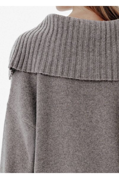 Knitss Rib Detay Gri Kaşmir Triko
