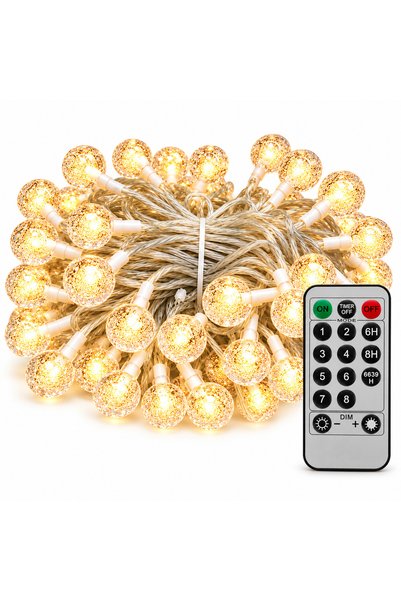 Generic Brand 120 LED Crystal Ball String Lights, 18M Warm White Fairy Lights...
