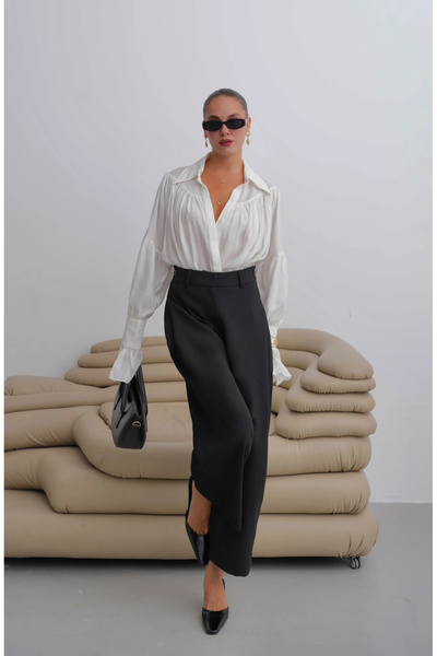 roea Double Button Detailed Trousers Black