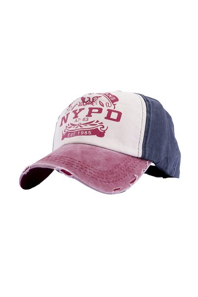 PERLOTUS Nypd Cap Hat Distressed Maroon Woman Men's Hat