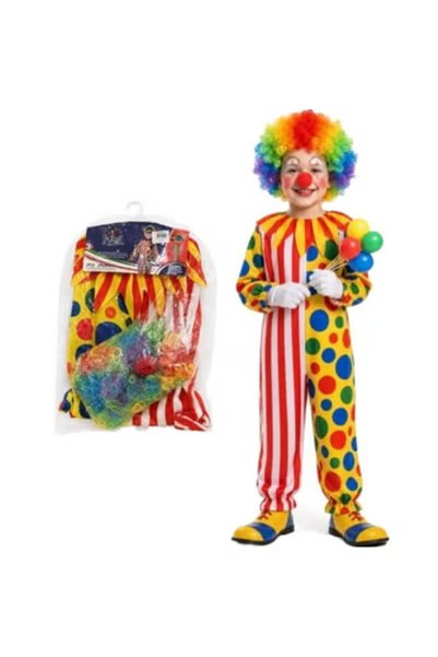 Toybox طقم زي مهرج للأطفال، للأولاد والبنات، زي تنكري بثيمة السيرك، مقاس L (7...