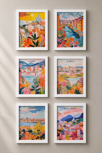 HOMEPACK 6 τεμάχια Floral ιταλικά πόλεις σε κορνίζα Σετ ζωγραφικής Ιταλίας Αφ...