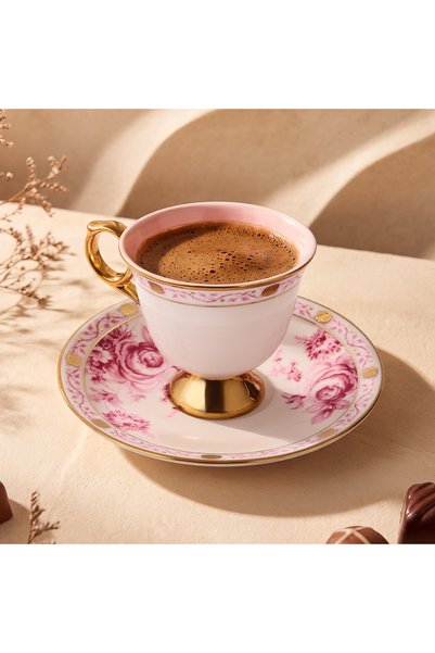 Aryıldız Nostalgie 12 Parça 6 Kişilik Kahve Fincan Takımı Pembe 100 ml