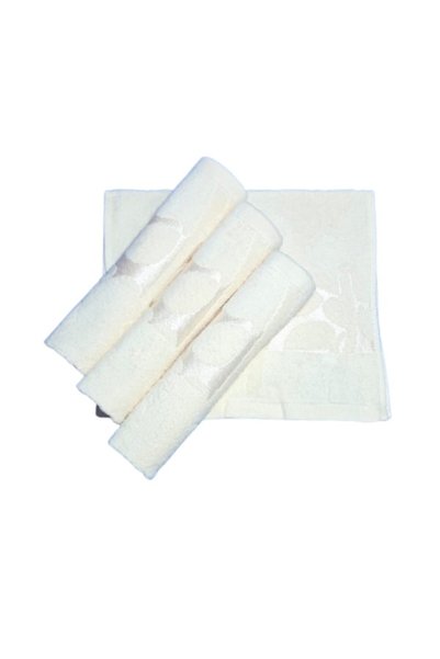 OEM Set prosoape de mână, Bumbac, Model floral 3D, 420g/m², Fildeș, 30x50cm, ...
