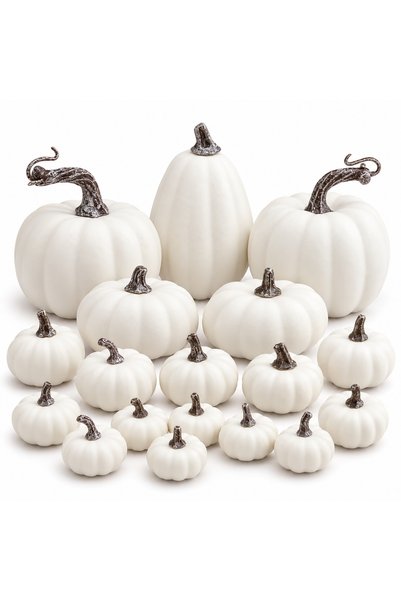 Generic Brand 17 PCS White Artificial Pumpkin Decoration, Rustic Decorative P...