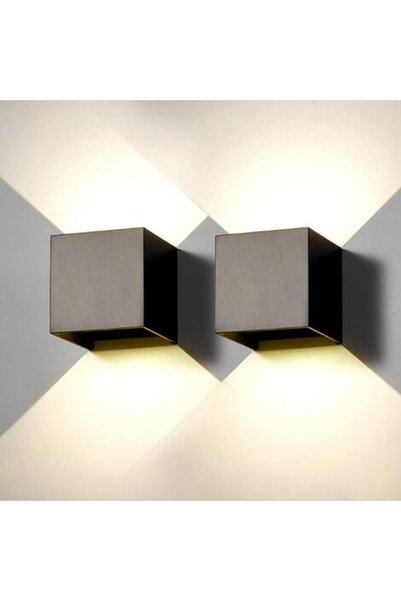 Noonedibs Lampă de perete LED pentru exterior și interior, pachet de 2, lampă...