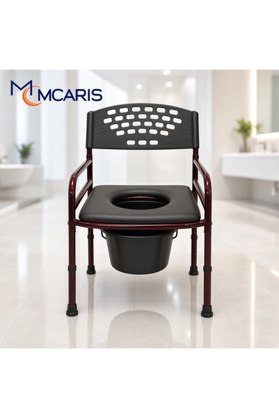 mcaris Katlanabilir Tuvalet Sandalyesi Bordo | Klozetli WC