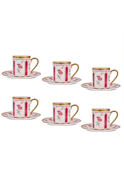 Aryıldız Best 12 Parça 6 Kişilik Kahve Fincan Takımı Kırmızı 90 ml