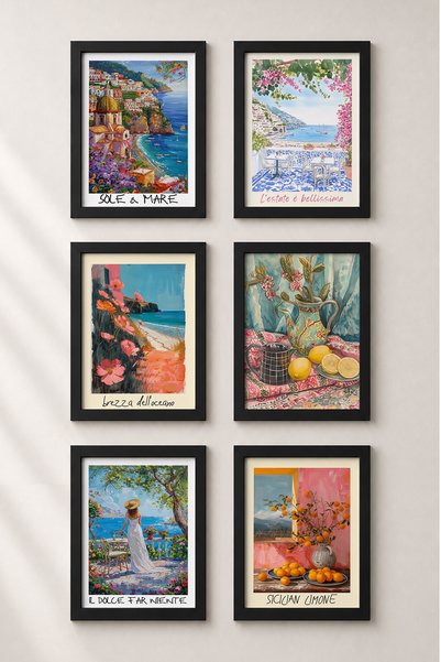 HOMEPACK Set od 6 slika uokvirenih bugenvilijama i divljim cvećem, italijansk...