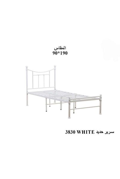 NO BRAND سرير حديد فردي أبيض 90×190 سم – دون مرتبة | موفن هوم