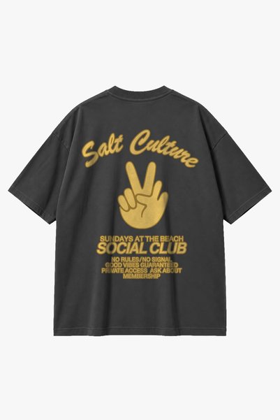 Sekizbiraltı تي شيرت Salt Culture V1 مطبوع كبير الحجم للجنسين