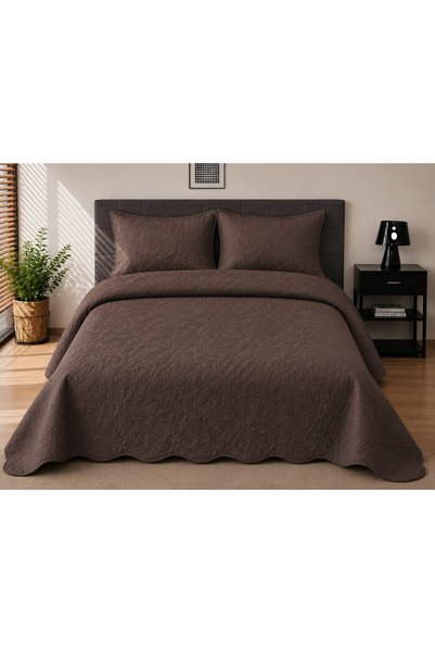 OEM Cuvertură de pat pentru 2 persoane 230 x 250 cm Maro