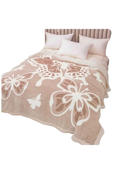 OEM Cocolino blanket, thick, 3D, with butterflies, 200x220 cm, peach