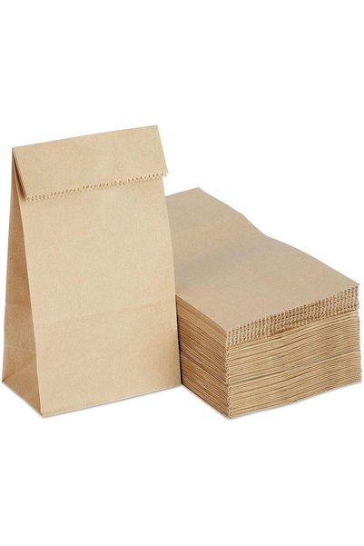 Generic مجموعة GMQG من 100 قطعة أكياس ورقية للطعام، أكياس ورقية بنية للاستخدا...