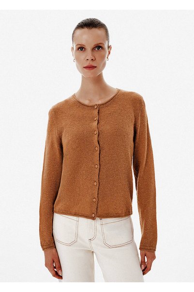 Knitss Micro Payetli Kahverengi Hırka