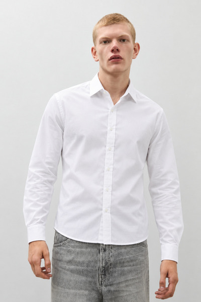 DAMGA JEANS Men's Classic Collar Casual White Shirt