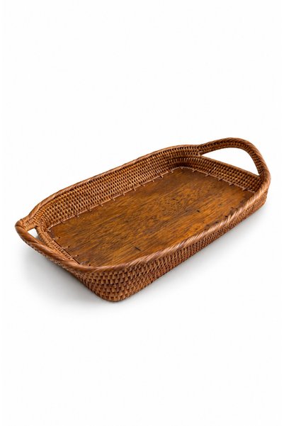 ipekbambuhome El Yapımı Hasır Rattan Ahşap Tabanlı Dekoratif Sunum ve Servis ...