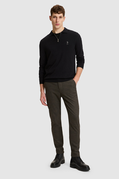 U.S. Polo Assn. Men's Dark Khaki Carrot Fit Canvas Trousers 50328948-Vr111