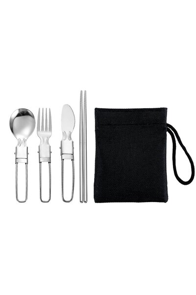 Noonedibs Set de tacâmuri din titan, pliabile, lingură, furculiță, cuțit, tac...