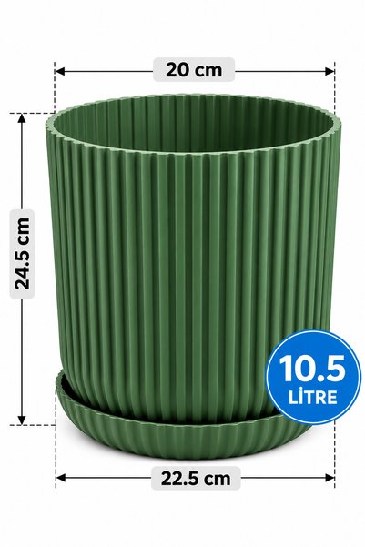 TEMMUZ HOME 2 Adet 10,5 Litre Tabaklı Lotus Dekoratif Çizgili Saksı – Modern Tasarım İç ve Dış Mekân Çiçek ve Bitki Saksısı