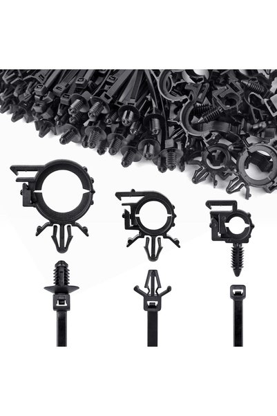 Generic 150pcs Push Mount Cable Zip Tie with Car Wire Loom Routing Clips, Uni...