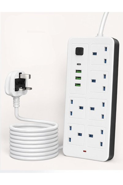 Generic 10-in-1 Power Strip Extension Socket 2500W 13A with USB & Type-C Port...