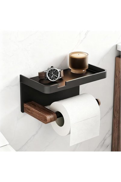 Generic Toilet Roll Holder with Phone Shelf for Bathroom and Kitchen Organiza...