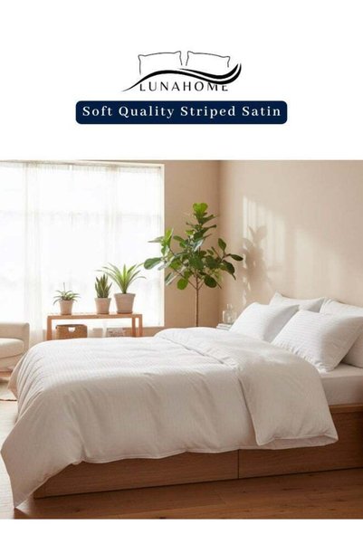Generic Brand LUNA Home Satin Stripped King Size 6 Pieces (1 Duvet cover - 22...