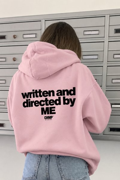 The Champ Clothing Kadın Oversize Hoodie Written & Directed Baskılı Pembe – K...