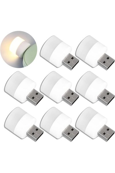 Generic أضواء USB ليلية، مصباح LED صغير، يعمل بالكهرباء، ضوء أبيض دافئ، مدمج،...