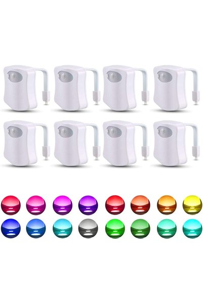 Generic 8 قطع من أضواء المرحاض الليلية متغيرة الألوان - إضاءة LED للمرحاض مع ...