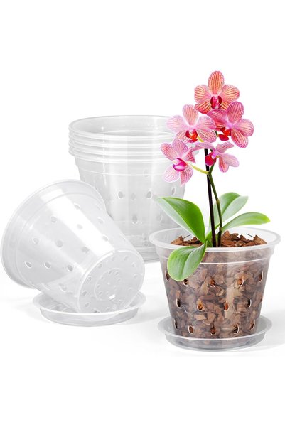 Generic أواني زراعة الأوركيد، مجموعة من 6 أواني شفافة بأحجام 4 و5 و6 و7 بوصات...