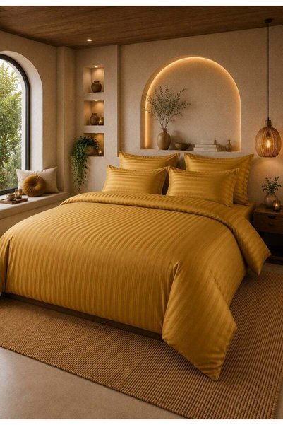 Generic Brand Aristocrat 6-Piece Stripe Microfiber Duvet Cover Set - Single -...