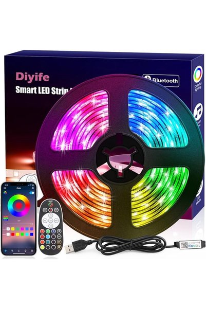 Diyife شريط إضاءة LED ذكي بطول 9.8 قدم مع تطبيق للتحكم عن بعد، شريط LED 5050 ...