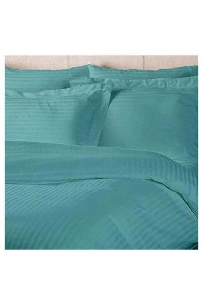 Generic Brand HOTEL COLLECTION Stripe Single Teal Blue Duvet Cover set with S...
