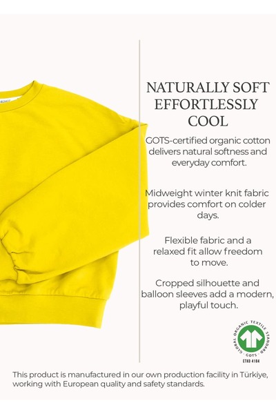 Ozmoz By Mukadder Özden Organik Crop Kesim Kışlık Kız Çocuk Sweatshirt