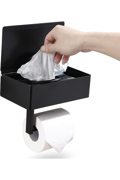 Generic Toilet Paper Holder with Storage Box, Stainless Steel Wall Mounted Fl...