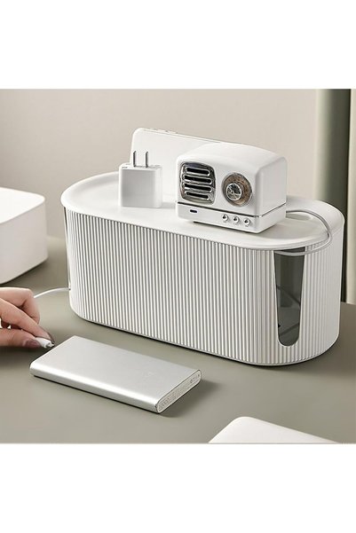 Generic Cable Management Box, Desk Cord Organizer with Groove Cover, Storage ...