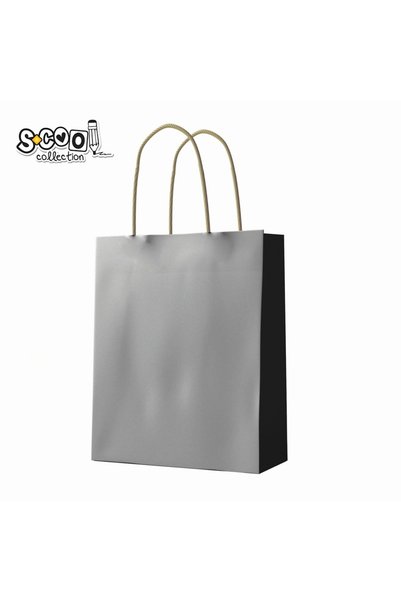 S COOL Set de 12 pungi de hârtie craft, argintii, 26x32x12 cm, 150 g - S-COOL