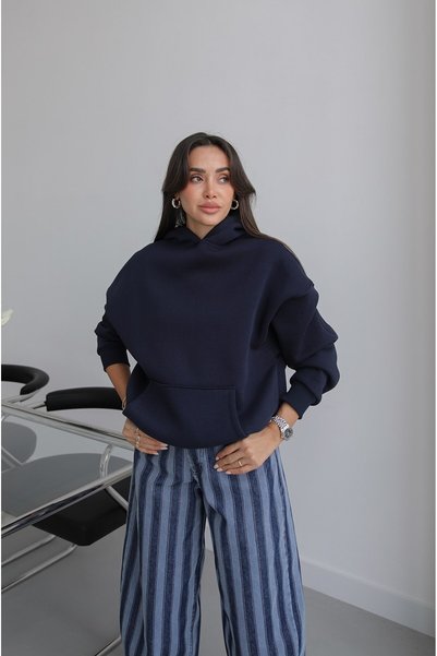 Havoş Navy Blue Sweatshirt with Garage Written on the Back