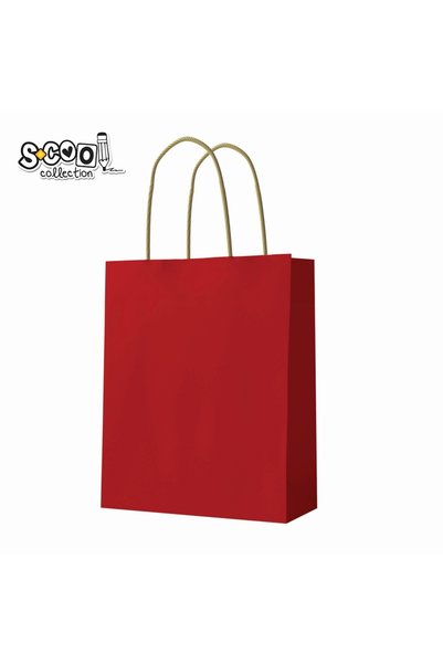 S COOL Σετ 12 χάρτινων τσαντών χειροτεχνίας, Κόκκινες, 18x23x10 εκ., 150 γρ. ...