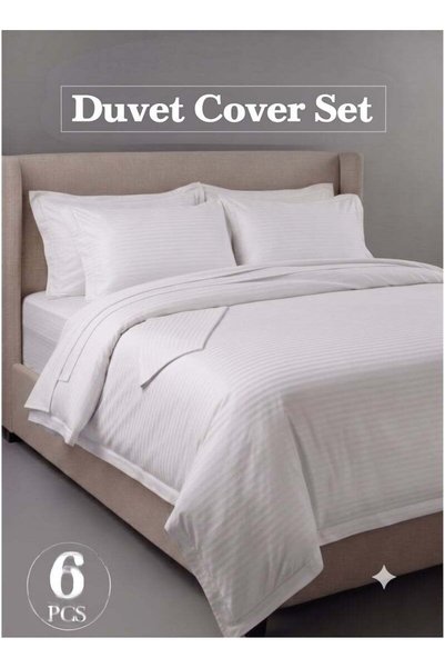 Generic Brand ZEESQUARE Premium 6-Piece Striped Duvet Cover Set King Size 220...