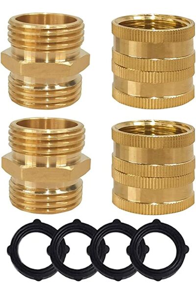 Generic Garden Hose Adapter, 3/4 Inch Solid Brass Hose Connectors Adapters, M...