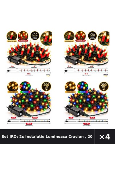 IRO Set IRO: 2x Instalatie Luminoasa Craciun , 20 Lumanari + Instalatie Lumin...