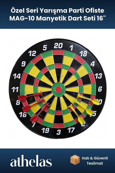 Athelas Özel Seri Yarışma Parti Ofiste MAG-10 Manyetik Dart Seti 16"